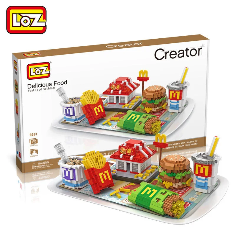 

LOZ Diamond Blocks Creator Delicious Food Building Blocks Fast food Sushi Set Meal Bricks Figure LOZ Blocks Set Toy 9391 9392