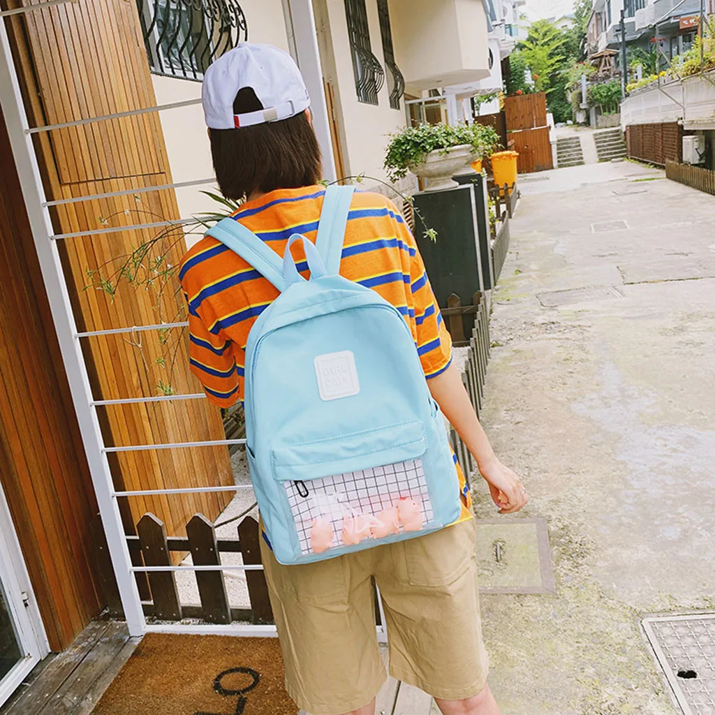 Harajuku прозрачные холщовые женские рюкзаки, школьные сумки для девочек-подростков, женские рюкзаки высокого качества для путешествий, рюкзаки Mochila