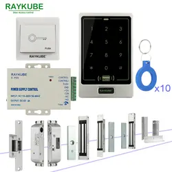 RAYKUBE RFID двери Система контроля доступа DIY Kit с электронным магнитным замком 12 В в 3A питание сенсорная клавиатура доступа
