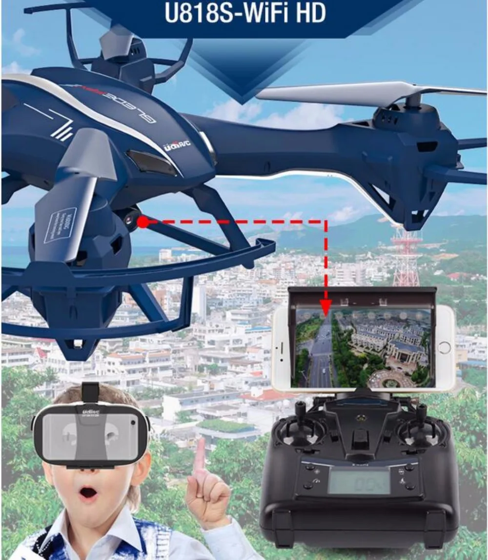 

New RC Quadcopter U818S RC Drone Wifi Real-time transmission 720HD Camera Aerial Photogeaph 6-Axis Gyroscope RC Helicopter