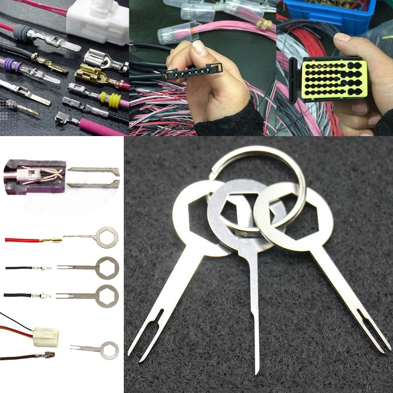 DWZ 3PCS  Aluminum Car Wiring Terminal Removal Extractor Crimp Connector Pin Key Tool Kit New