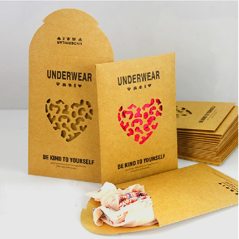 50pcs/Lot 12.5cm*18cm Kraft Paper Underwear Packaging Bagsin Foldable