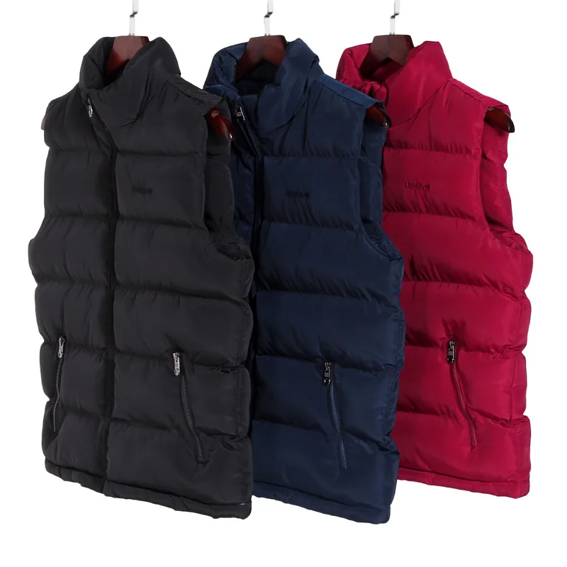 

HOBO 2018 of the big yards Men 's autumn/winter warm down vests Fashion pure color collar vest