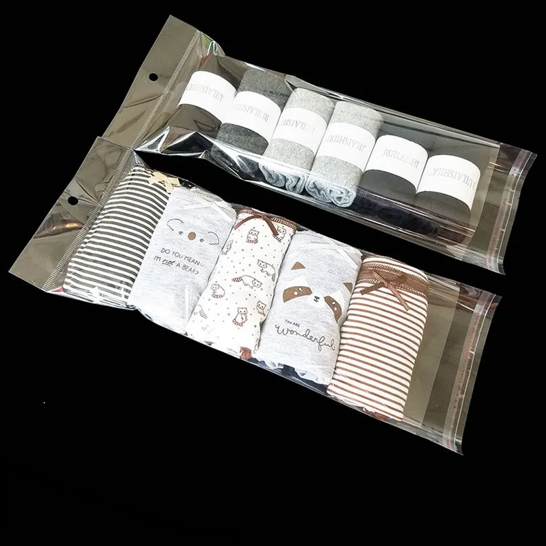 500Pcs/lot 13.5x35cm for Socks or Underpants Clear Opp Plastic Bag