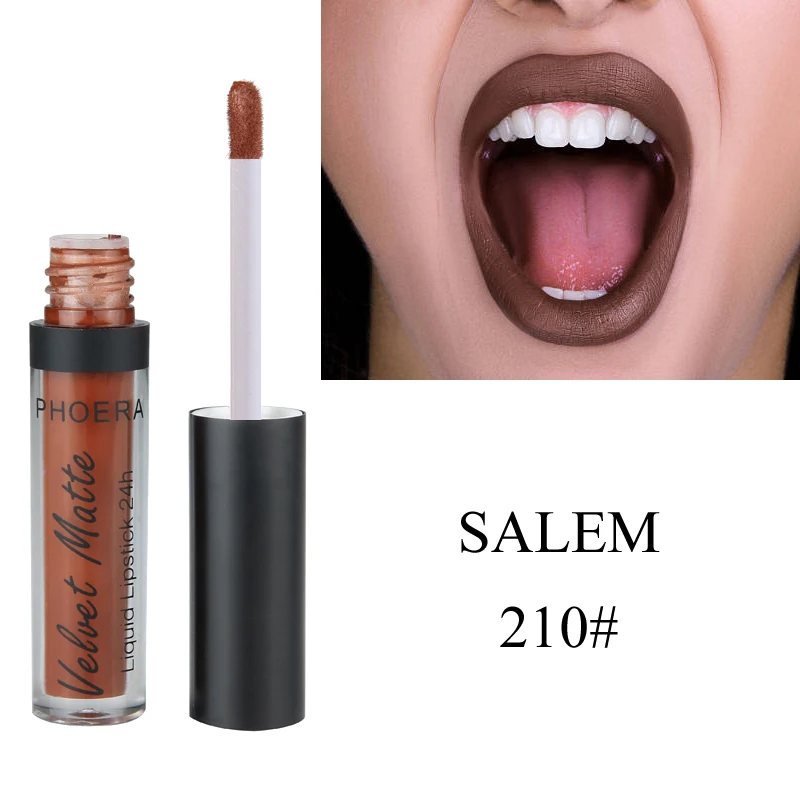

PHOERA Matte Lipstick Sexy Rouge Natural Waterproof Moisturizing Liquid Lipstick Velvet Matte Non Stick Cup Lip Gloss TSLM2