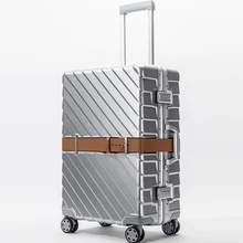 Retro box Belt type " 24" 29" Aluminum Frame VS PC Travel luggage Carry One Hardside Rolling Luggage Suitcase