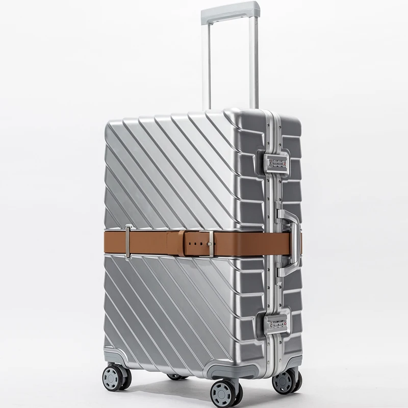 

Retro box Belt type " 24" 29" Aluminum Frame VS PC Travel luggage Carry One Hardside Rolling Luggage Suitcase