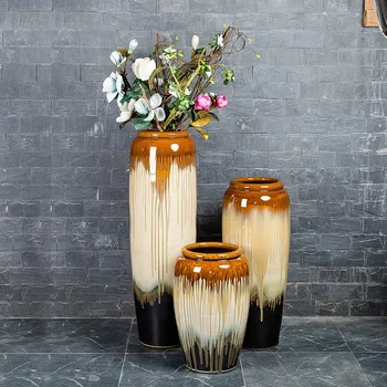 

Ceramic floor large vase living room hotel villa flower arrangement decoration hall flower model flower arrangement simulation f