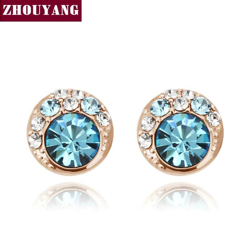 

Top Quality Rose Gold Color Stud Earrings Jewelry Austrian Crystal Wholesale ZYE177 ZYE145 ZYE308 ZYE771
