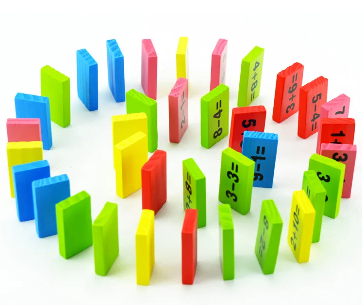 Детские деревянные Математические Игрушки, многоцветная Математика домино строительный конструктор для раннего обучения детей набор игрушек для детей, образовательная математика