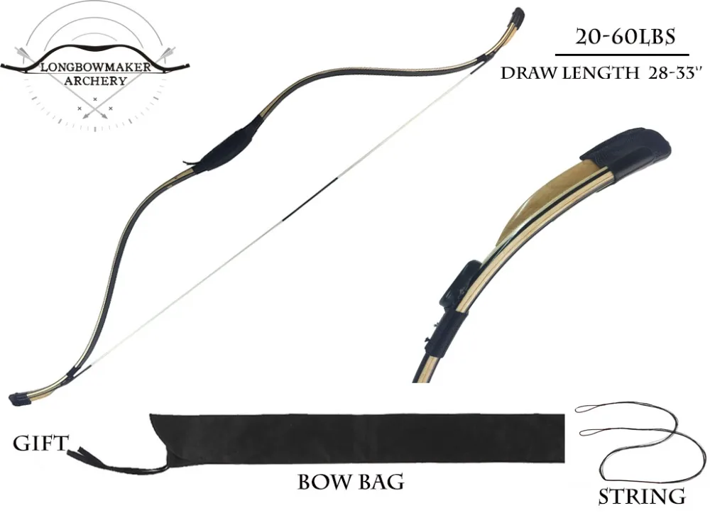 Longbowmaker Black Shadow Korean Style Korean Bow 15 60Lbs Maple