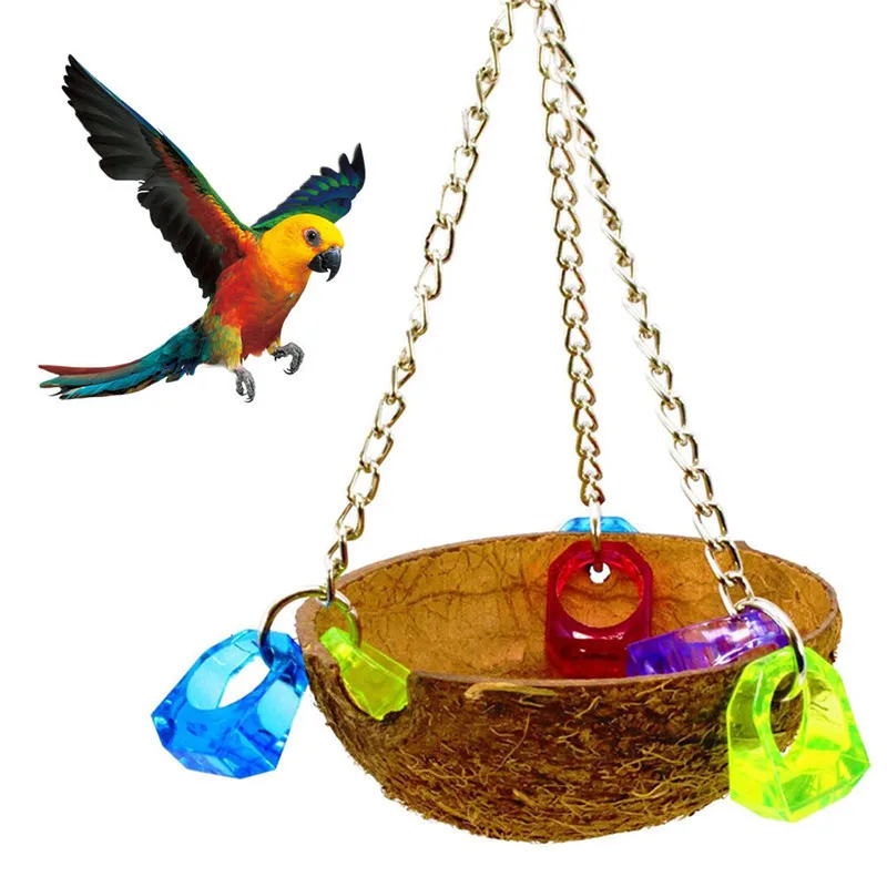 New Arrival Parrot Toy Wood Plastic Bird Chewing Climbing Biting Toys Cage Hanging Swing