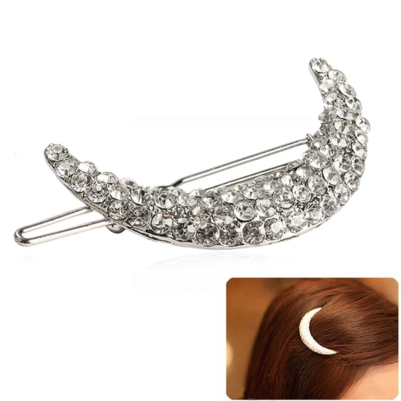 

Elegant Crystal Moon Rhinestone Hair Clip Bang Clip Headdress Hairpin Clamps New @ME88