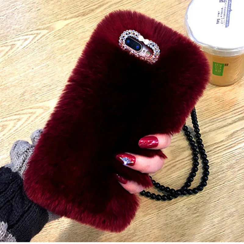 

3D Warm Fluffy Fur Rabbit Hair Cases For HTC One M9 m7 Wine red case for htc One E9 PLUS 2 M8 M8S M8W M10 X10 10 glitter covers