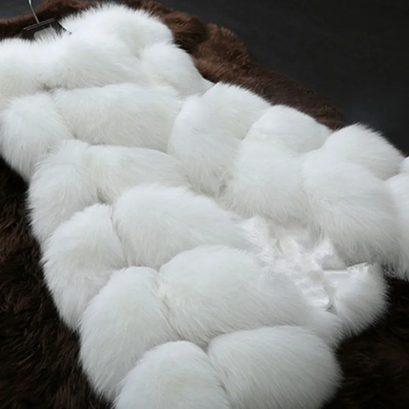 Dreawse S-4XL Female Fur Waistcoat Winter Warm Faux Fox Fur Vest Women High-Grade O-Neck Long Fur Coat Cardigan Mujer MZ1657