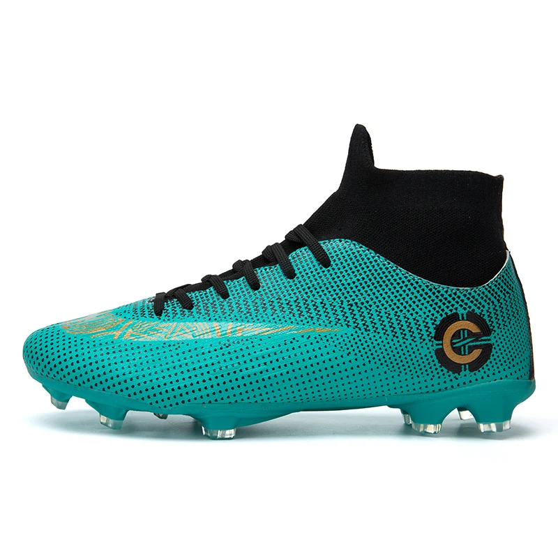 

New Adults Men's Outdoor Soccer Cleats Shoes High Top TF/FG Football Boots Training Sports Sneakers Shoes Plus Size 35-49