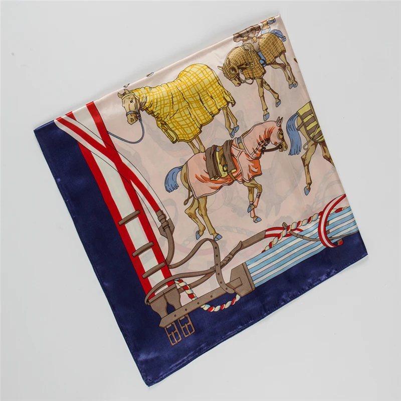 

Spring and autumn wild French court war horse Ms silk scarf foulard femme soie de marque de luxe Beach Towel Shawl Bandana