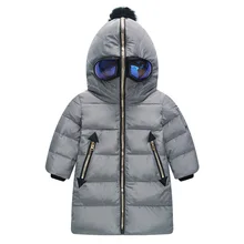 2016 Newest Children Ultraman Long Down Jacket Winter Outerwear Coats Spider Man Duck Down Coat With
