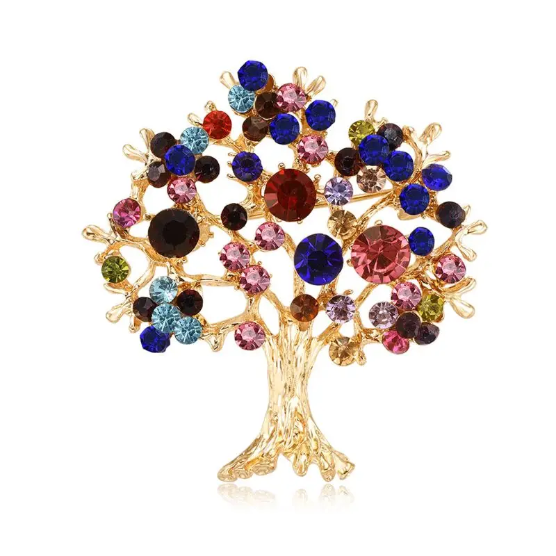 

1pc Tree Brooch Rhinestone Decorative Charms Jewelry Badge Banquet Suit Scarf Pins Banquet Oranment W15