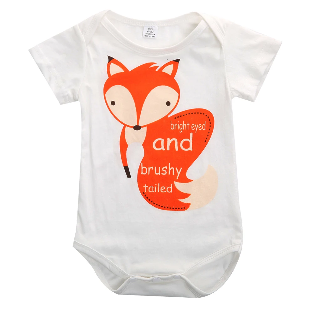 Lovely Newborn Baby Boy Girl Cute Cartoon Fox Bodysuit Short Sleeve