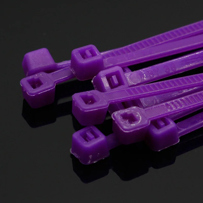 100 шт./упак. 4*200 мм ширина 2,7 мм красочных заводских Стандартный самоблокирующийся Пластик нейлоновые кабельные стяжки, кабельные хомуты - Цвет: Violet