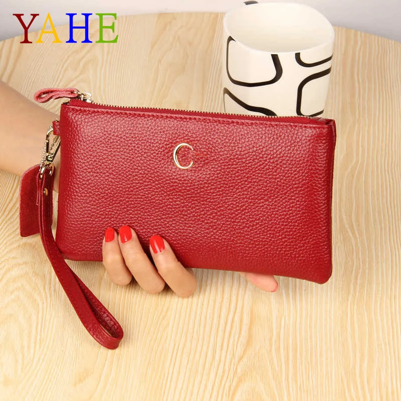 

YaHe Genuine Leather Wallet Women Multifunctional Slim Phone Coin Card Purses Ladies Fashion Thin Bags 2018 Brand Designer Pouch