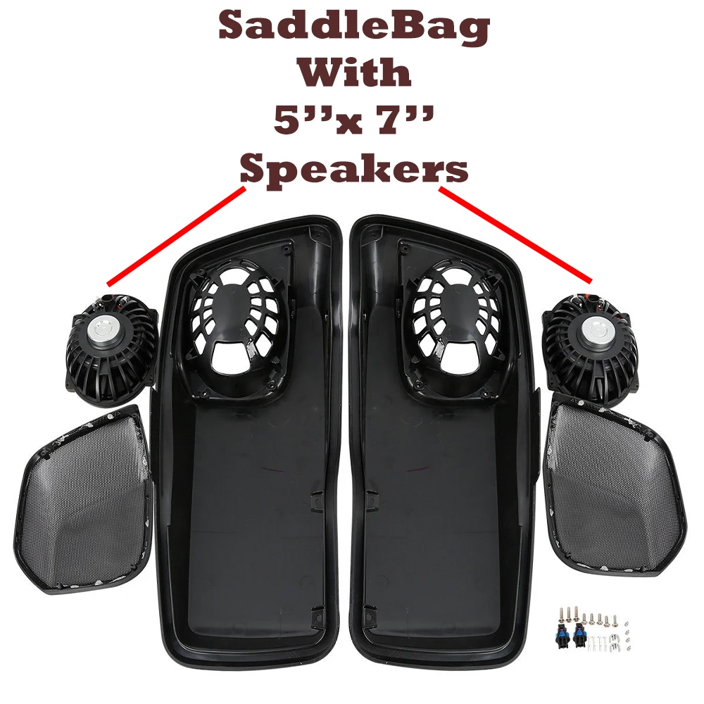 

KEMiMOTO Motorcycle Side Box Cover for Touring Models FLHT FLHX Road King Street Glide 2014-2018 Saddlebag with 5"X7" Speakers