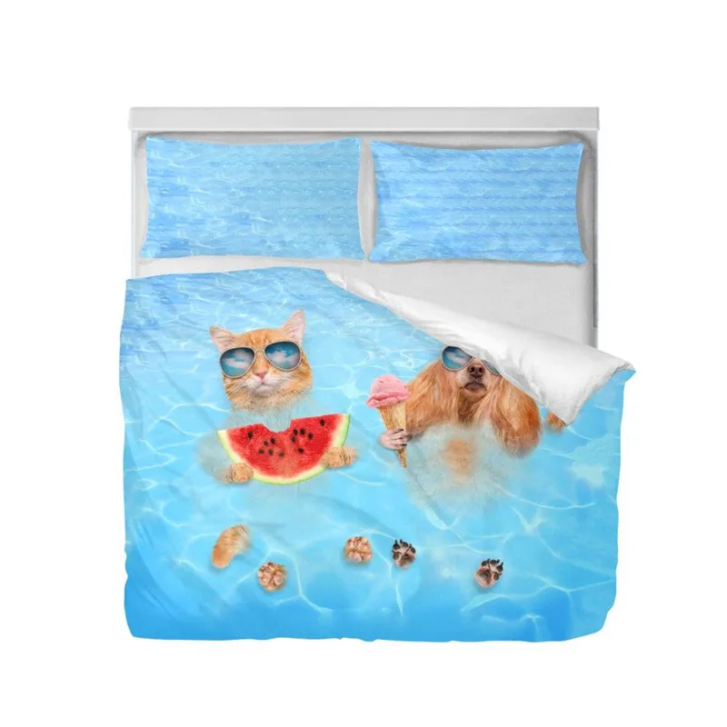 

Bedding Set Fashion Cool Cute Animal Dog Cat Wolf 3D Printing Duvet Covers King Double Size Bedroom Decoration Bed Set 3 Pcs
