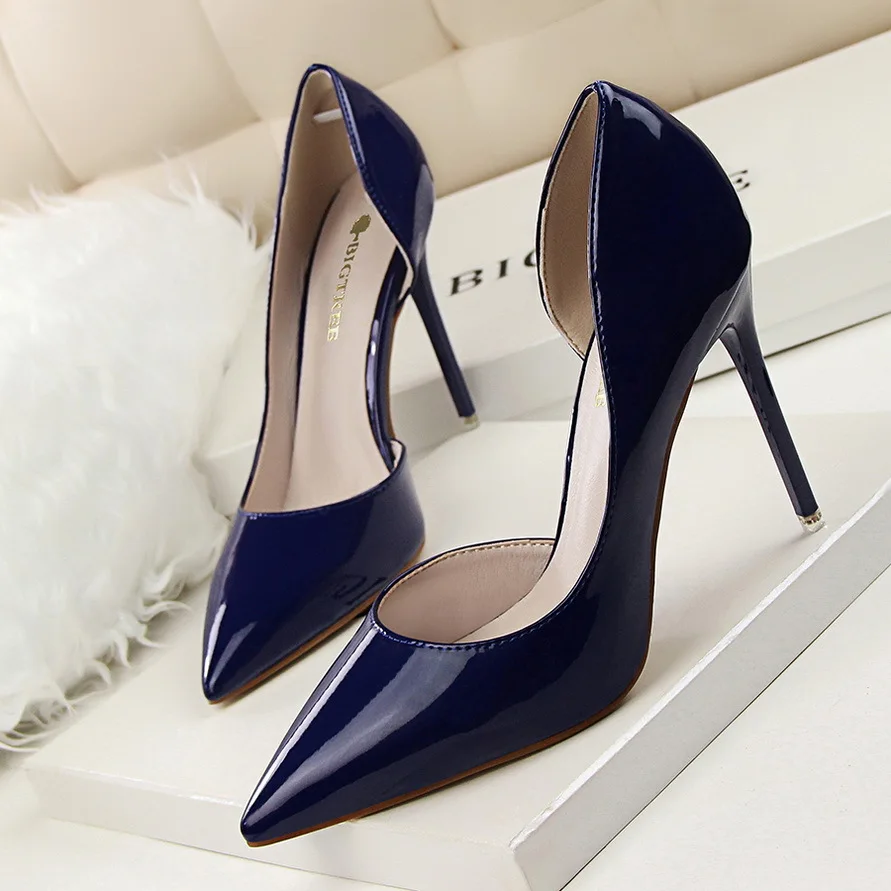 

Fashion woman shoes 2018 dress up Spring autumn Retro Sexy Pointed office shoes women 10.5 CM Fine heel ladies black high heel