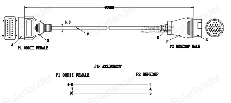 Профессиональный диагностический инструмент 38Pin до 16Pin OBD 2 кабель для специализированного OBDII кабель для Benz автомобильные аксессуары