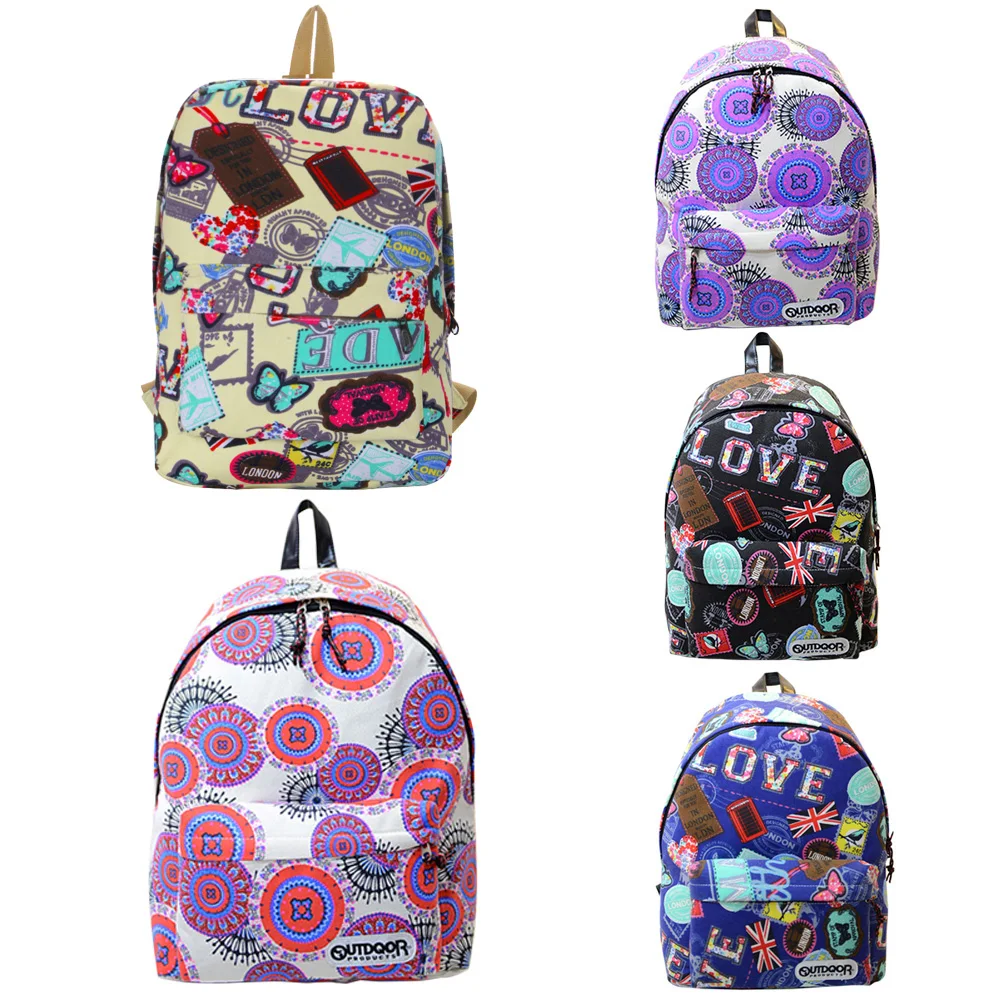 

2017 Hotsale Floral printing  beach backpacks canvas bags woman backpacks  bag Preppy student backpacks