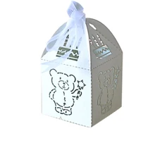 Высокое на заказ лазерная резка бумаги персонализированные Медведь Дети День рождения принадлежности для украшения праздника коробка