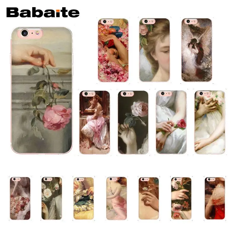 

Babaite Young Woman Lady with Daisies roses Flower Art Phone Case for iphone 11 Pro 11Pro Max 8 7 6 6S Plus X XS MAX 5S SE XR