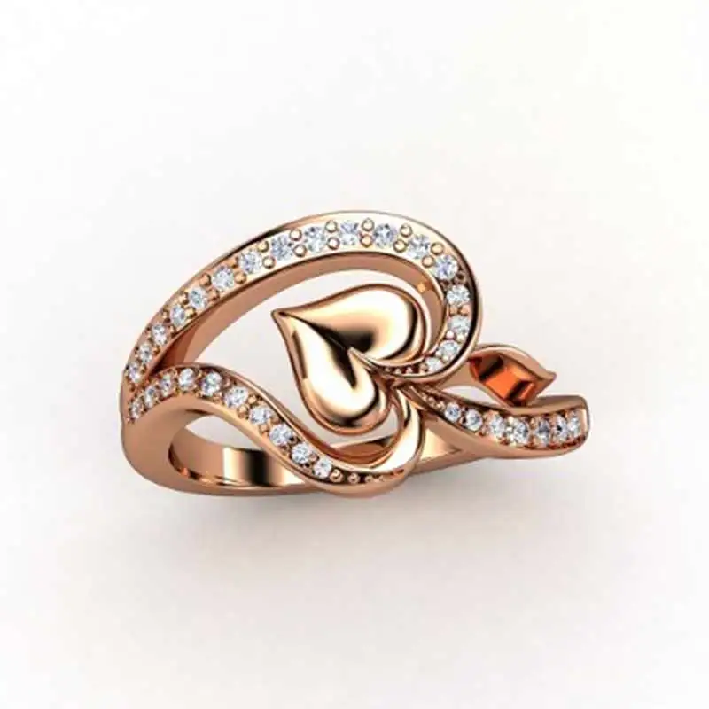 

Huitan Creative Femme Ring With Micro Paved Super Heart Design Birthday Gift For Girlfriend Wedding Anniversary Ring For Women