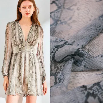 

145cm Width Snake Soft Thin Polyester Chiffon Fabric for Woman Summer Dresses Skirts Blouse DIY