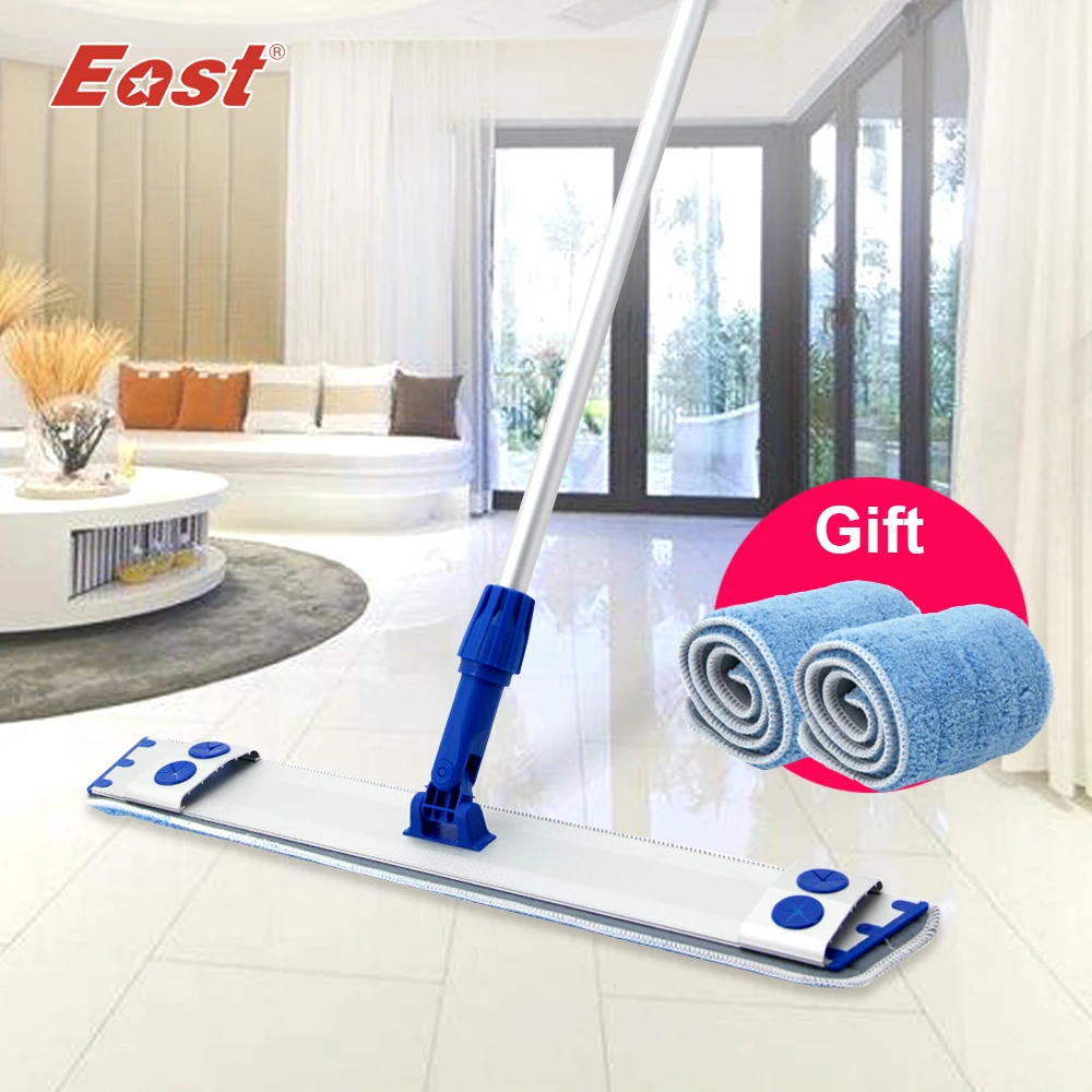 East Adhesive Mop Aluminium Alloy Plate Flat Mop Floor Cleaning Microfiber Cloth Can Clip Towel