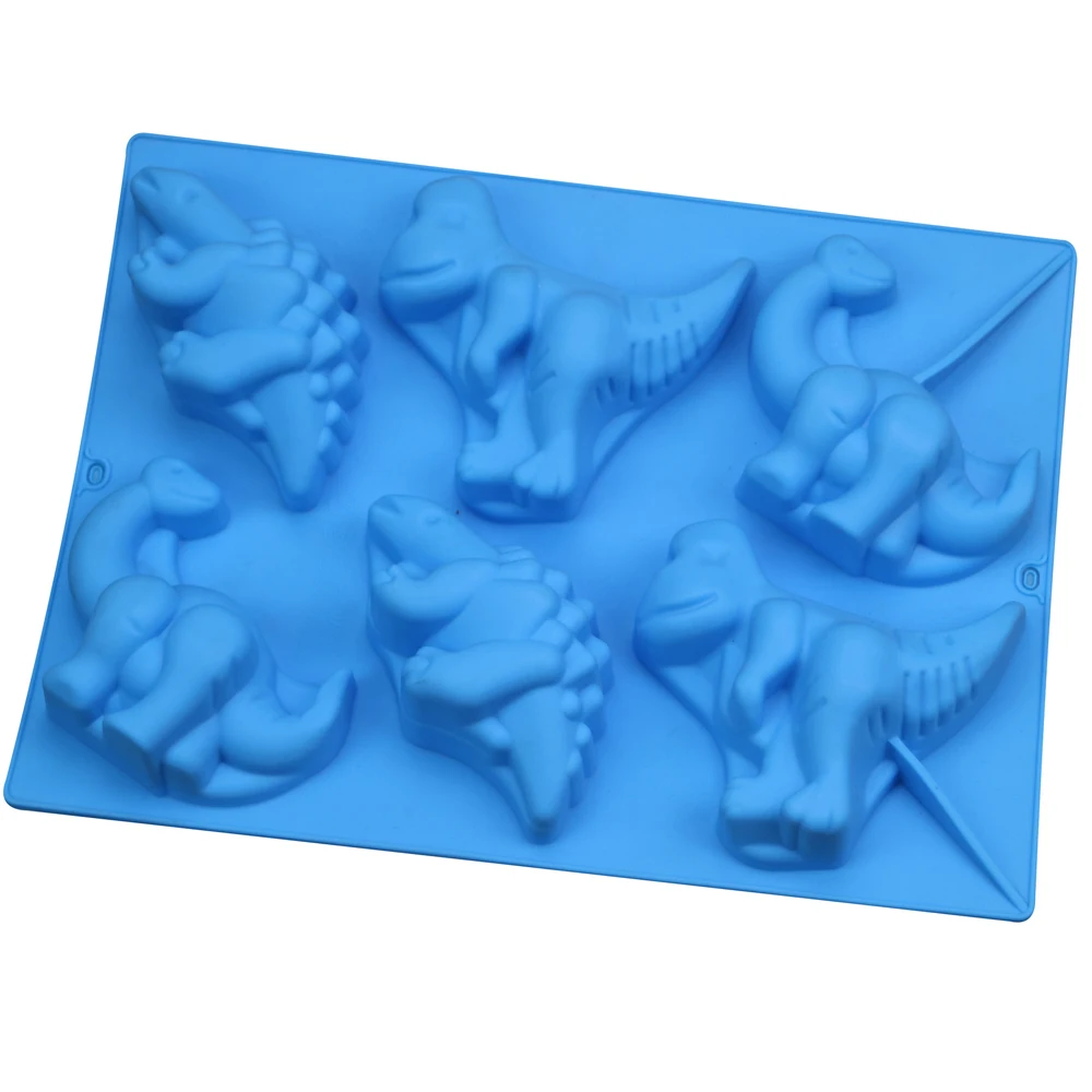 

6-cavity Different Dinosaur Shape Cake Mould Chocolate Jelly Candy Bakeware Dessert Molds Cake Decorating tools 29*21*4cm 155g