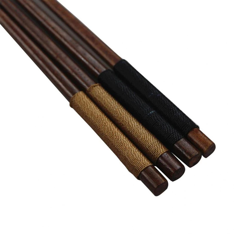 Japanese-Style Natural Handmade Wood Baby Chopsticks Japan/China Eating Ware Chop Sticks With String Round