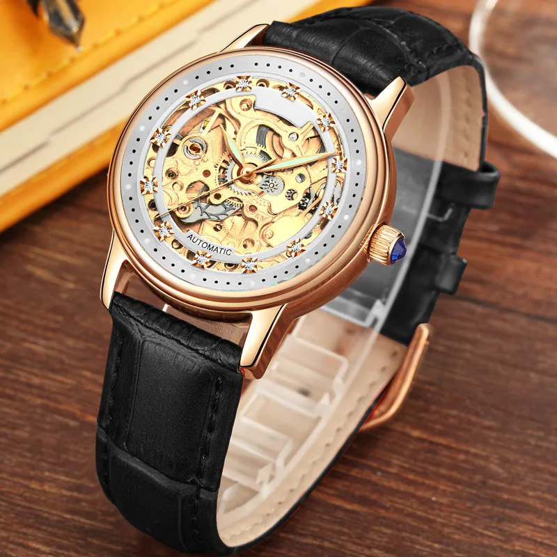 SOLLEN Brand Fashion Luxury Women Watches Lady Watch Gold Automatic Mechanical Wrist Watch Leather Ladies Watches Gifts Present SOLLEN Brand Fashion Luxury Women Watches Lady Watch Gold Automatic Mechanical Wrist Watch Leather Ladies Watches Gifts Present