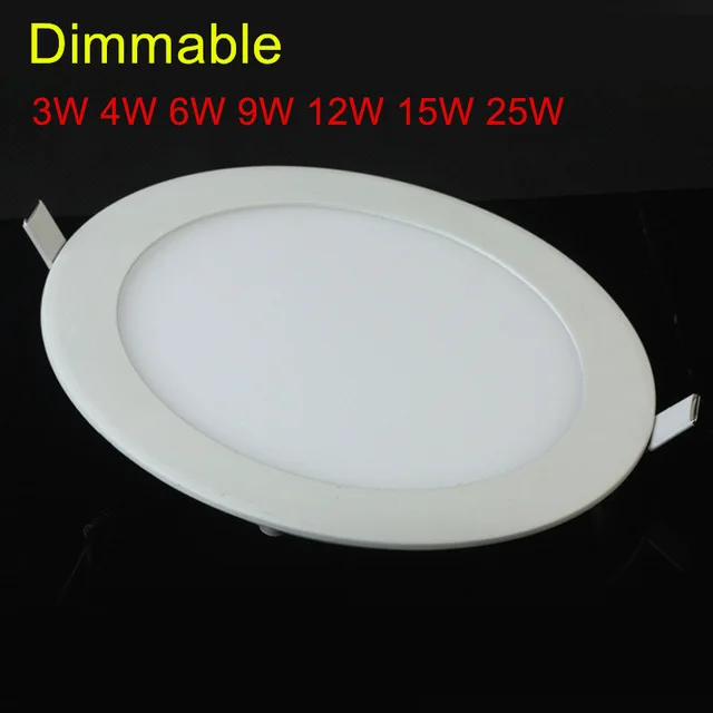

1pcs LED Ceiling Panel Light Dimmable 3W 4W 6W 9W 12W 15W 25W High brightness LED Downlight with adapter AC85-265V indoor Light
