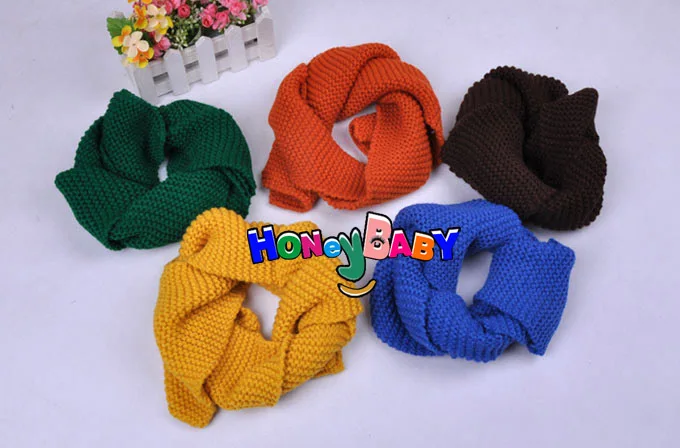5 шт., детский шерстяной шарф, осенне-зимний теплый шарф для девочек и мальчиков, Корейский детский шерстяной шарф ярких цветов, универсальная детская одежда - Цвет: Многоцветный