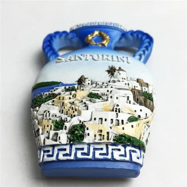 Greece Santorini Island Flower Vase Tourist Souvenir Fridge Magnets - 4