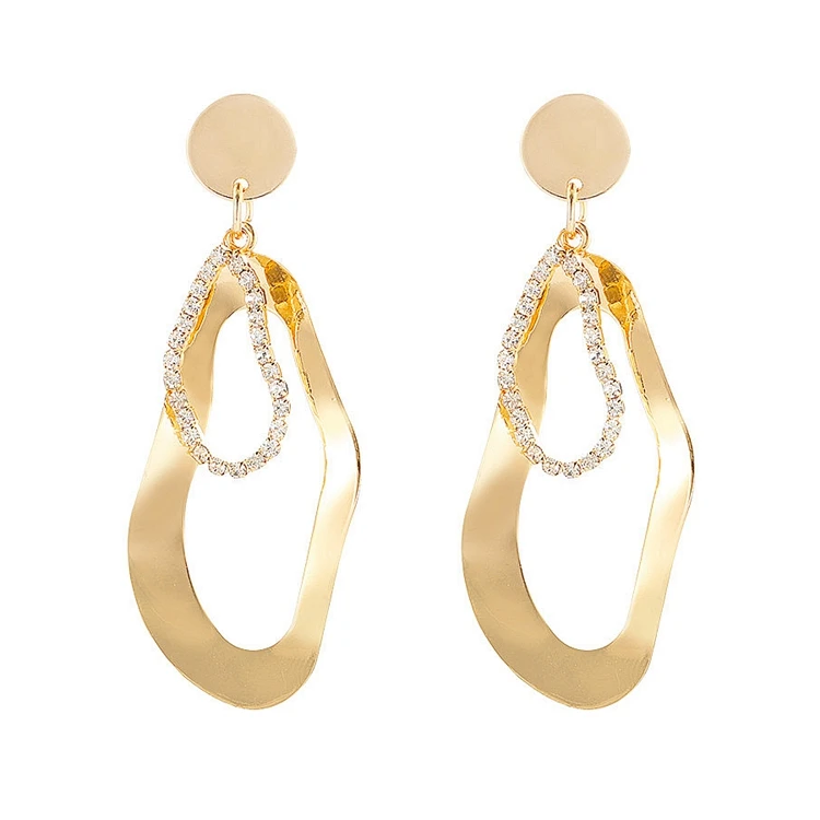 

2019 Wholesale Women Accessories Korean Statement Trendy Gold Silver Rhinestone Dangle Drop Luxury Earrings for Women Girl Gift