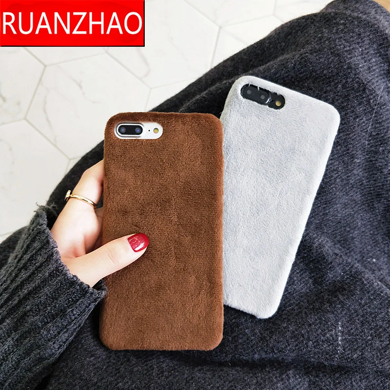 

RuanZhao TPU Villus Cases For iPhone X 8 7 6 plus Hard Smooth Plush Case For iPhone 8 Plus Cover 6 6S 7 Plus Coque Funda XS Max