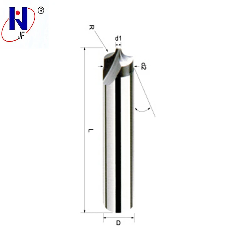 R4.5X12X75X4F HRC55 TiAlN Твердосплавные 4 флейты внутренний угол радиус Концевая