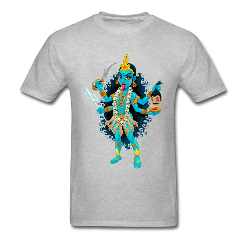 Crazy T Shirts Prevalent Crew Neck Kali goddess 100% Cotton Fabric Male T Shirt Customized Short Sleeve Tops Shirt Kali goddess grey