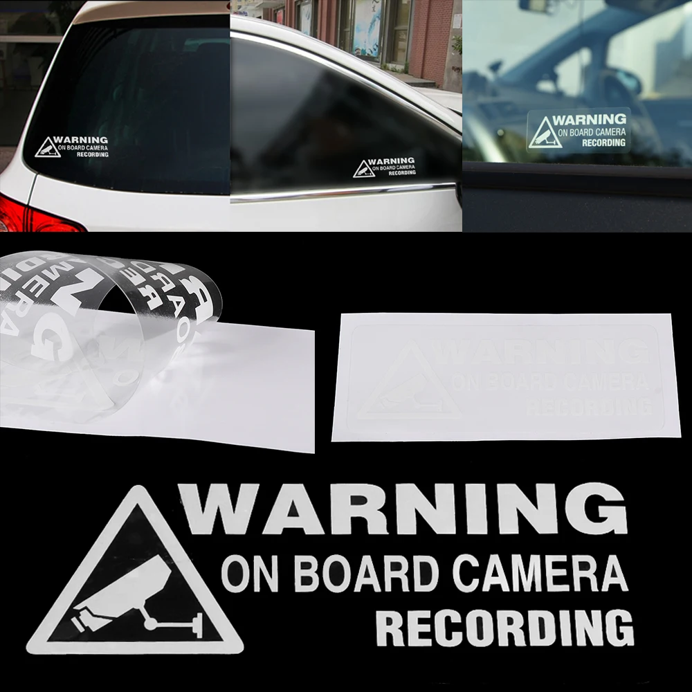 Warning On Board Camera Recording Car Window Bumper Vinyl Sticker Decal