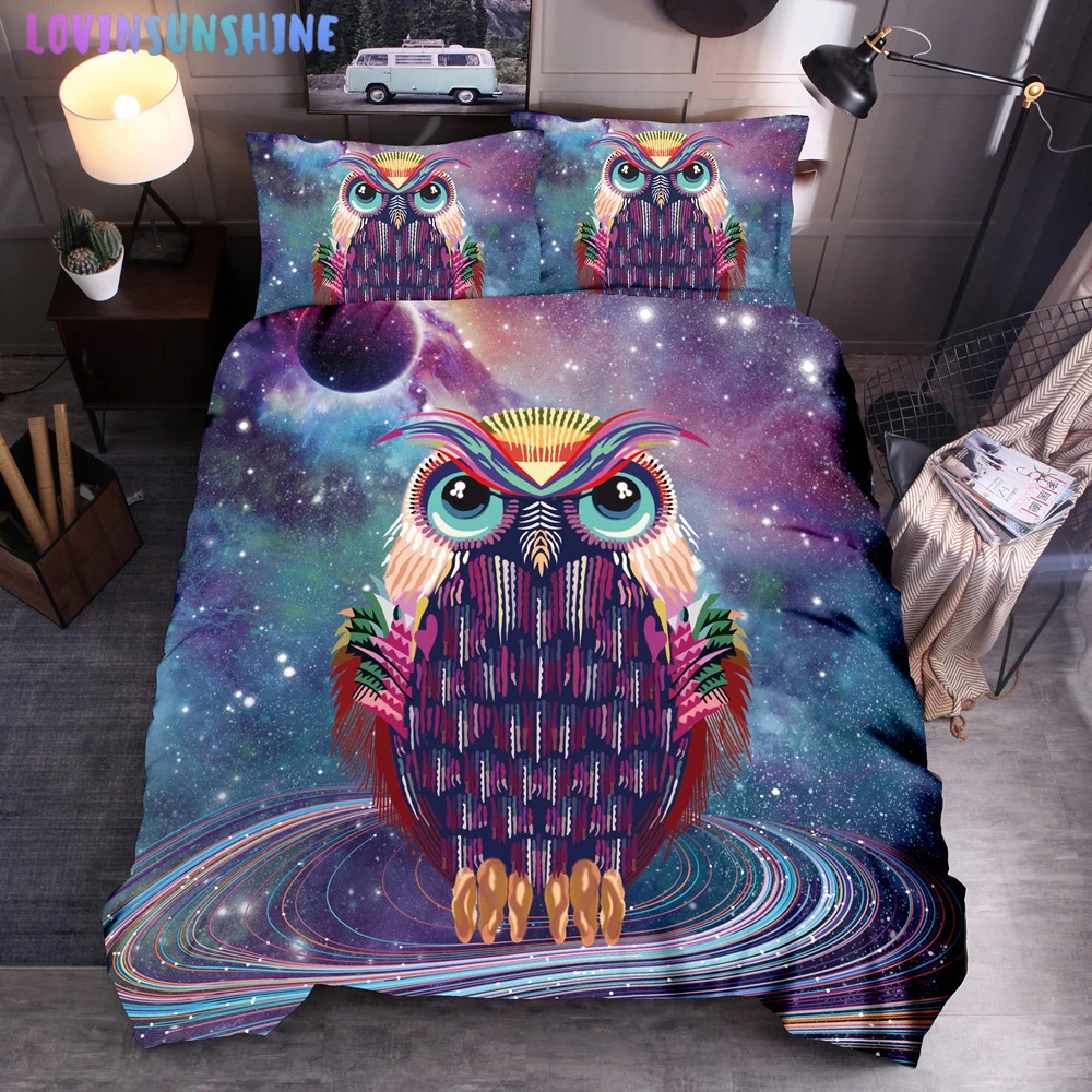 

LOVINSUNSHINE Duvet Cover King Size Set Bedding Set 3d Reactive Print Comforter Set Owl Quilt Set AB#186