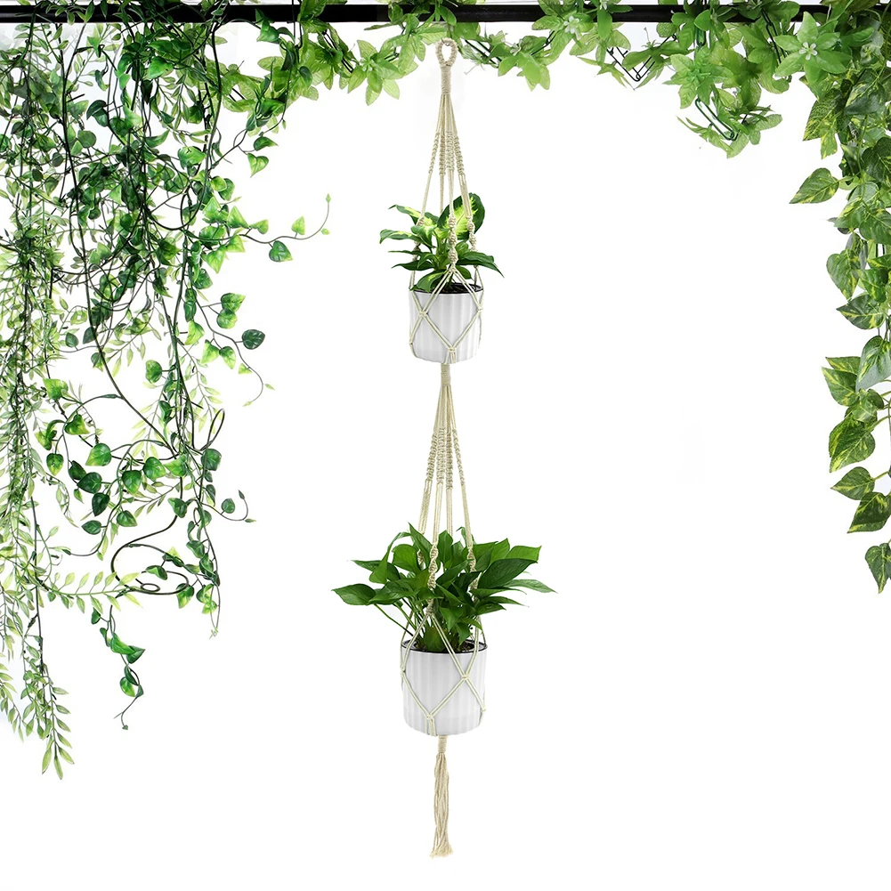 

WITUSE 1PC Macrame Plants Hanger Hook 4 Legs Retro Flower Pot Hanging Rope Holder String Home Garden Balcony Decoration Wall Art