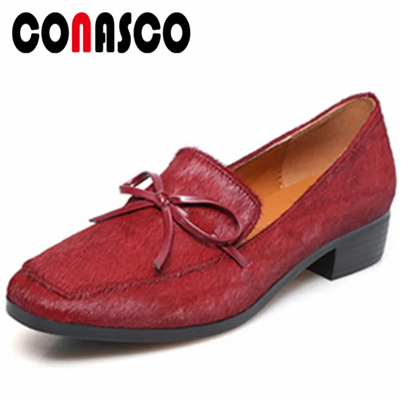 

CONASCO Fashion Pumps Women Basic Shoes Quality Horsehair Butterfly Knot Decoration Spring Summer Working Leisure Shoes Woman